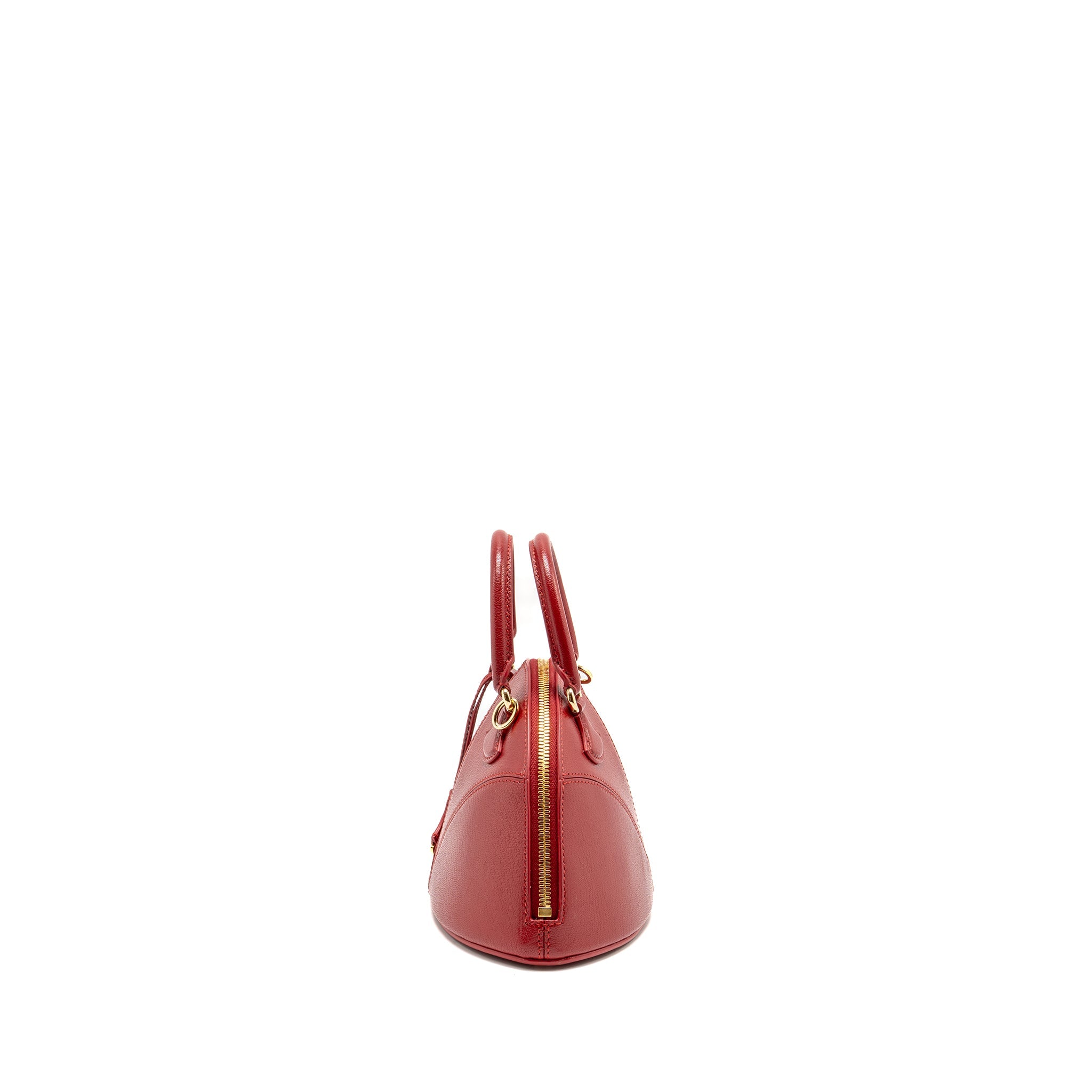 BVLGARI MARQUISE SMALL TOP HANDLE BAG ROYAL RUBY GOAT LEATHER RED GHW