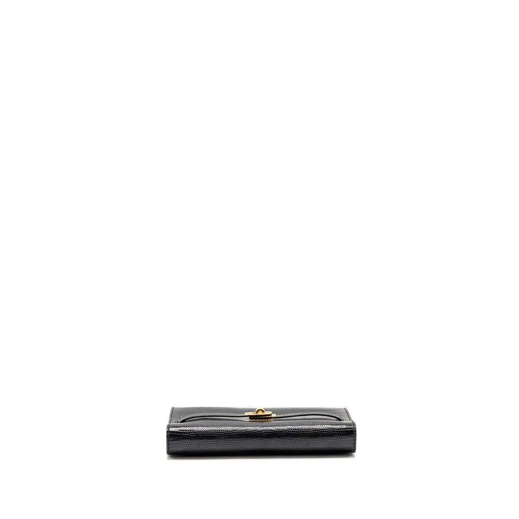 HERMES KELLY TO GO LIZARD NILOTICUS LISSE BLACK GHW