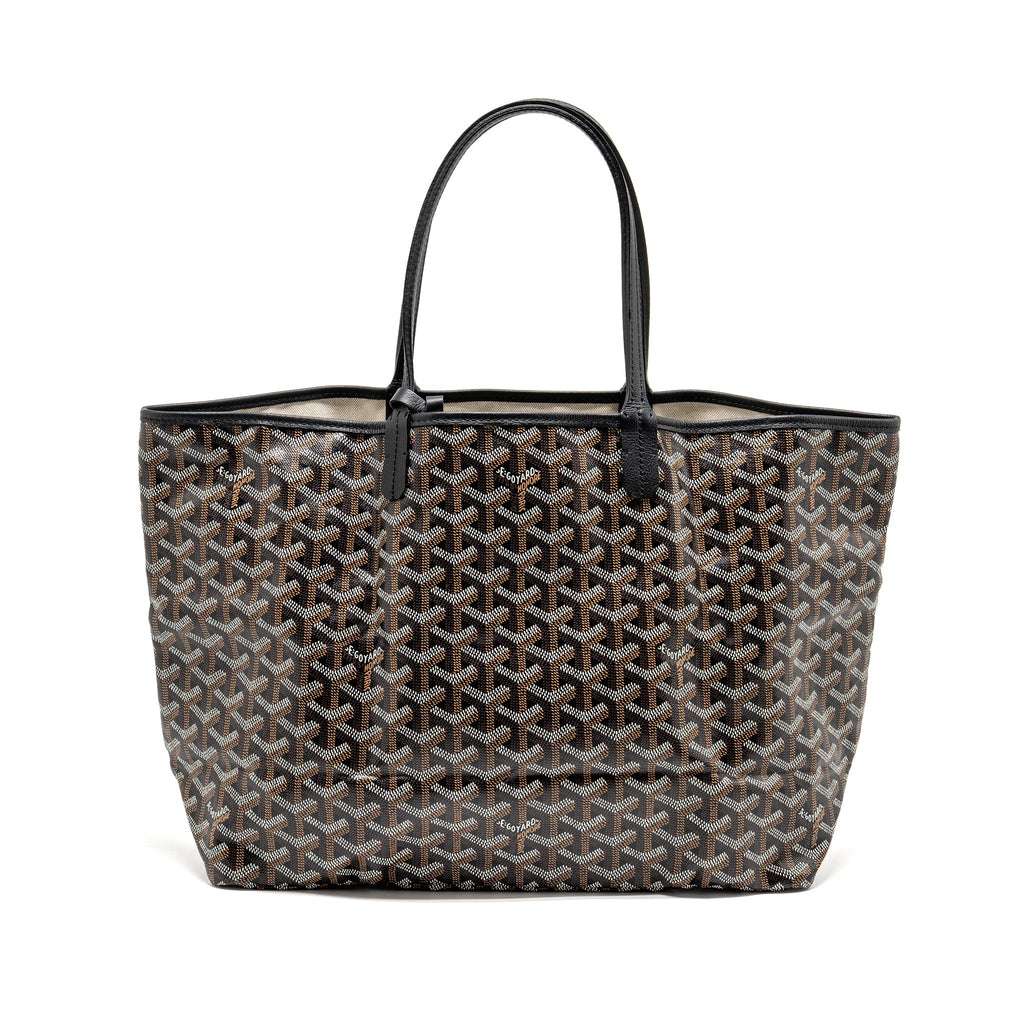 GOYARD SAINT LOUIS PM TOTE BAG GOYARDINE CANVAS/CALFSKIN BLACK SHW