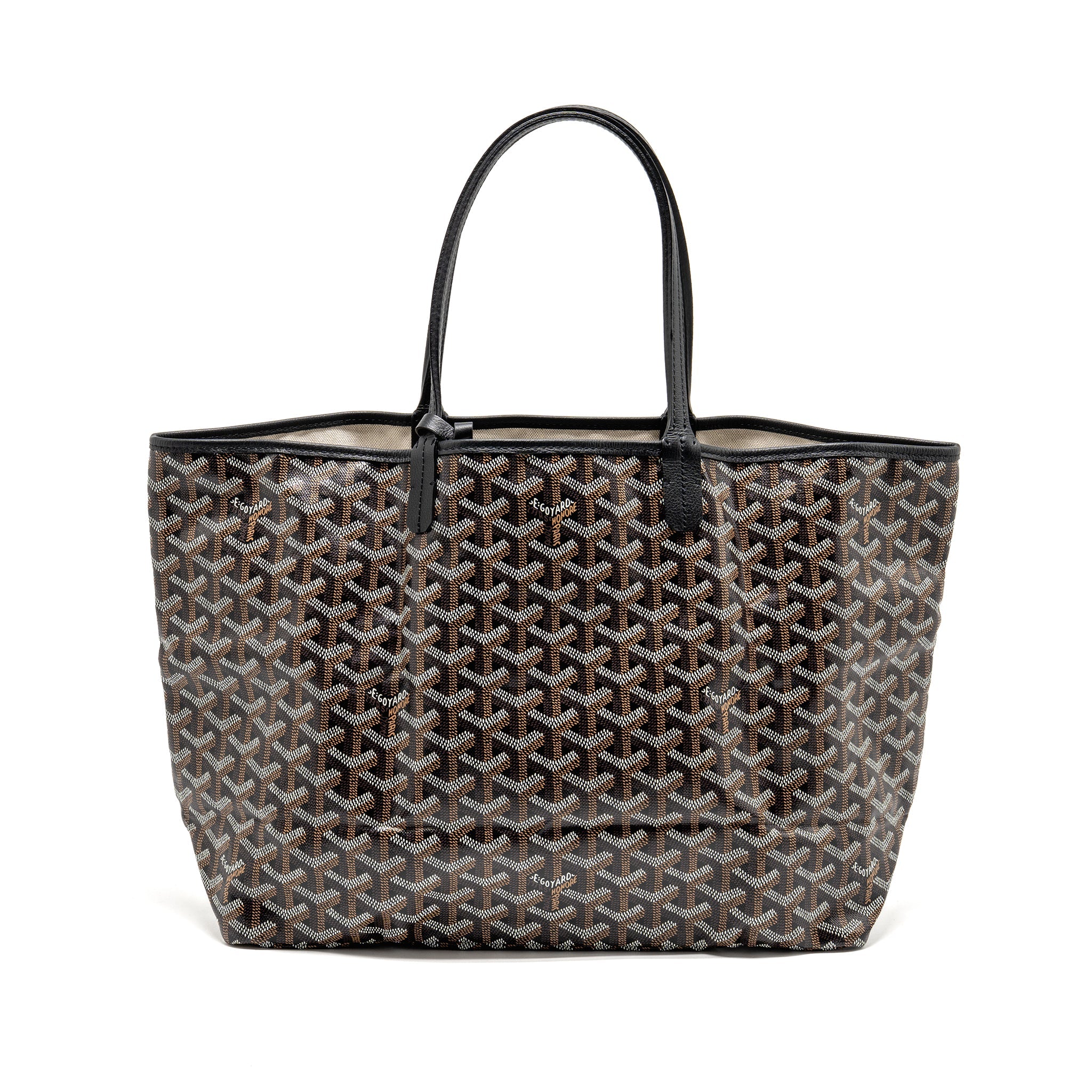 GOYARD SAINT LOUIS PM TOTE BAG GOYARDINE CANVAS/CALFSKIN BLACK SHW