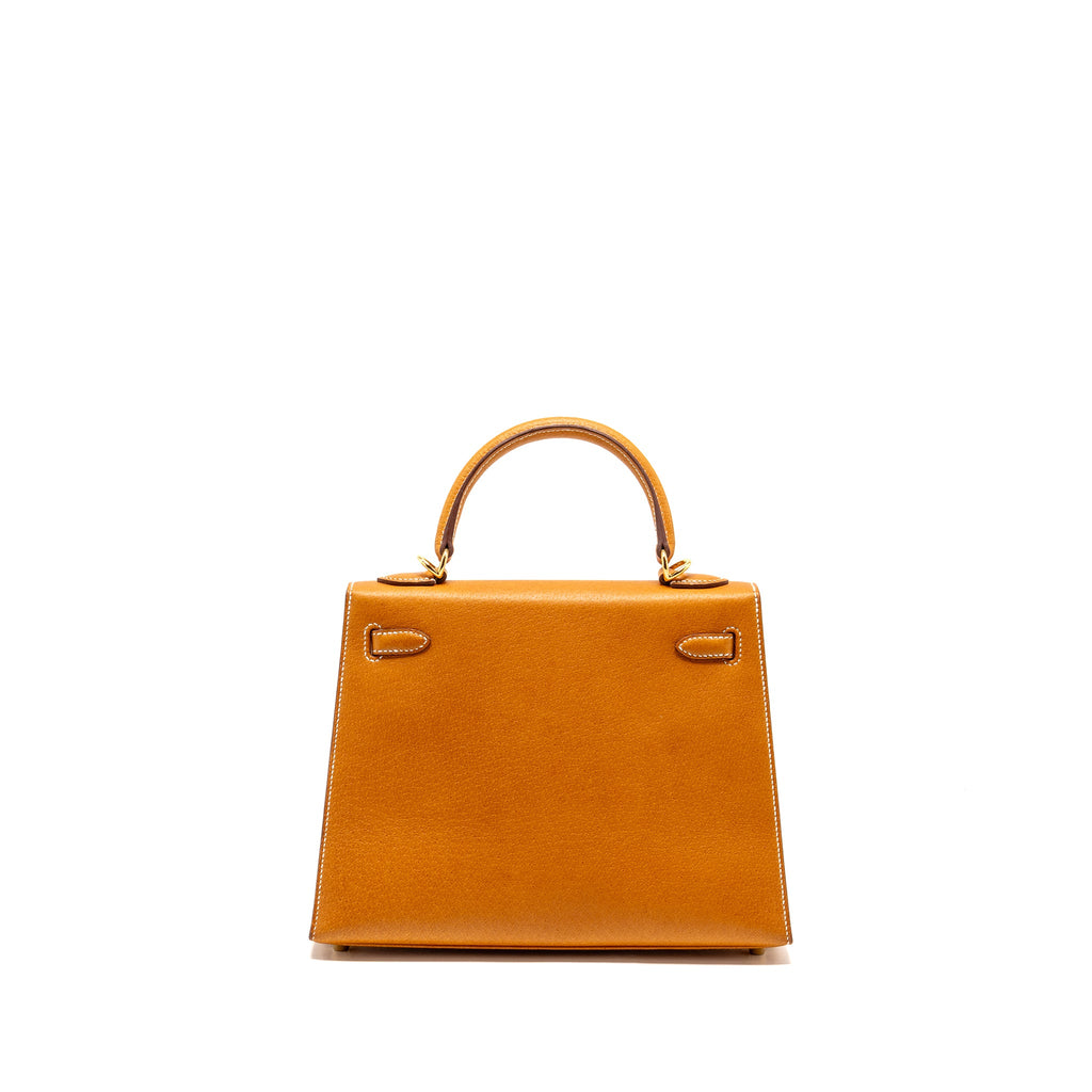 HERMES KELLY 25 PEAU DE PORC TOFFEE GHW