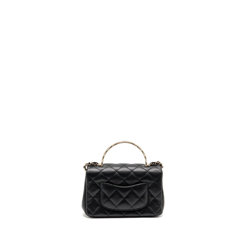 CHANEL 25S MINI COCO CRUSH HANDLE BAG CAVIAR BLACK LGHW (MICROCHIP)