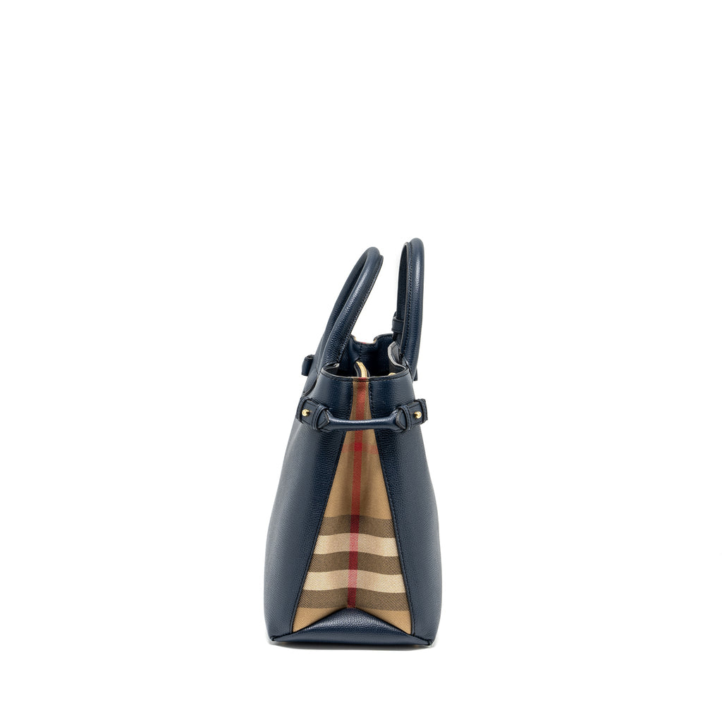 BURBERRY THE LARGE BANNER BAG CALFSKIN DARK BLUE/MULTICOLOUR GHW