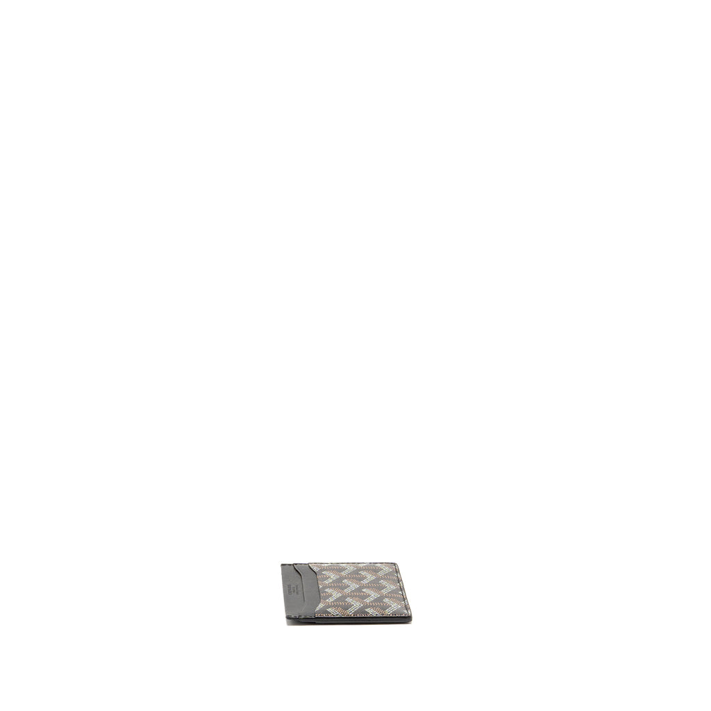 GOYARD SMALL CARD CASE GOYARDINE CANVAS/ CALFSKIN BLACK