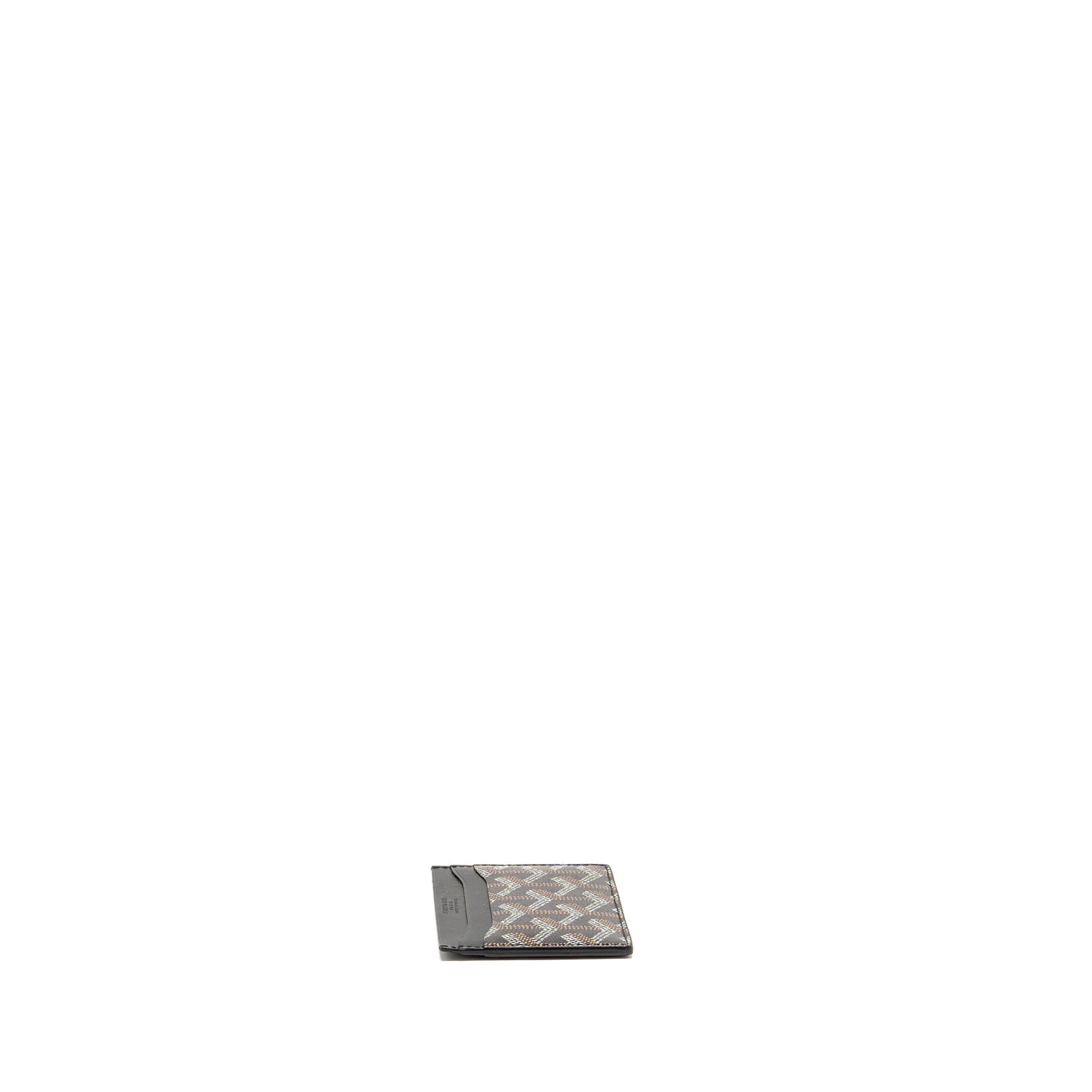 GOYARD SMALL CARD CASE GOYARDINE CANVAS/ CALFSKIN BLACK