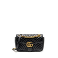 GUCCI MEDIUM GG MARMONT SHOULDER BAG CALFSKIN BLACK GHW