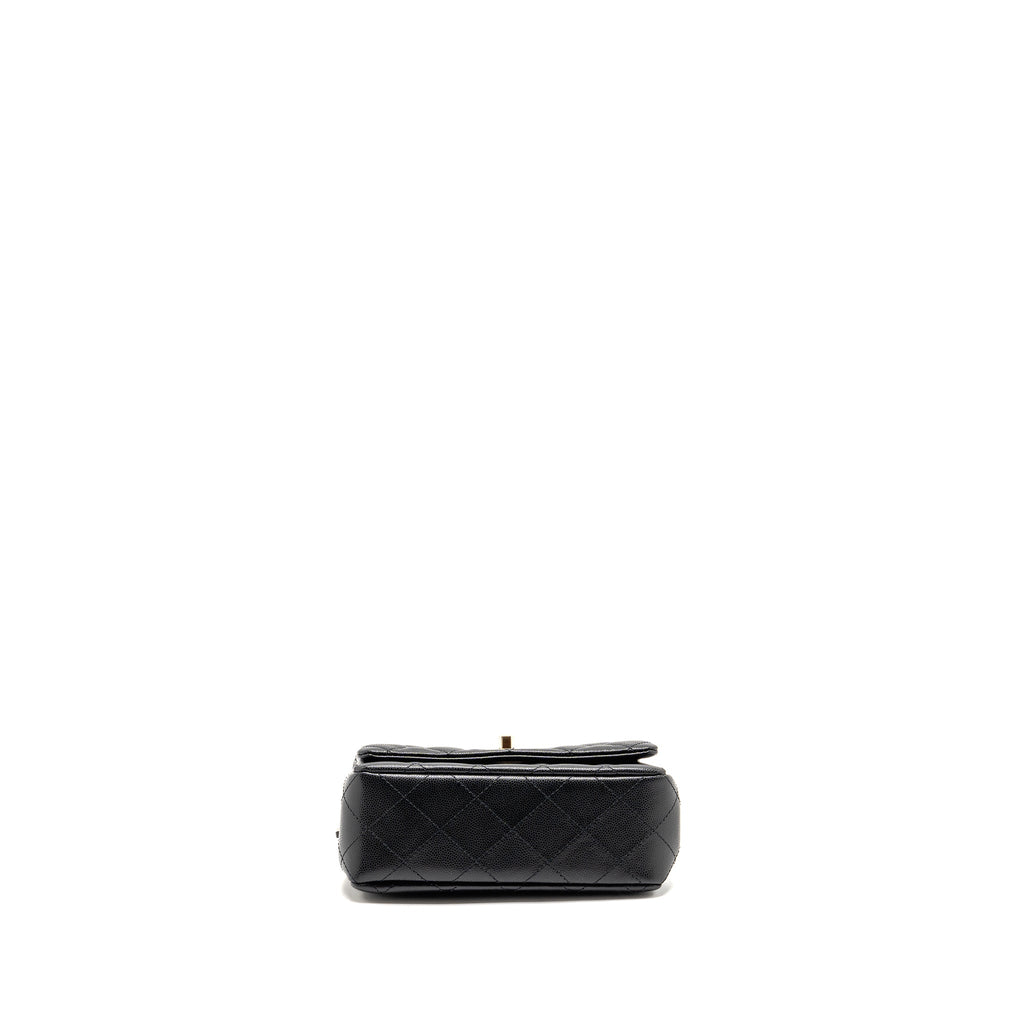 CHANEL 25S MINI COCO CRUSH HANDLE BAG CAVIAR BLACK LGHW (MICROCHIP)