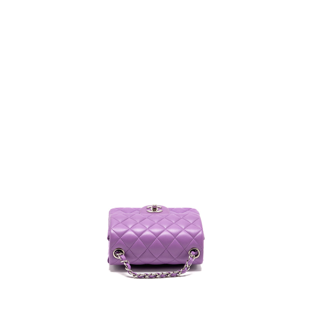CHANEL MINI SQUARE FLAP BAG LAMBSKIN PURPLE SHW