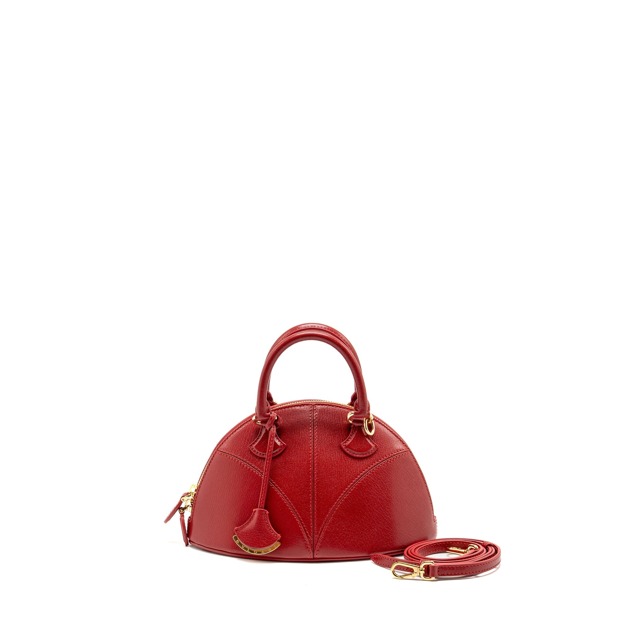 BVLGARI MARQUISE SMALL TOP HANDLE BAG ROYAL RUBY GOAT LEATHER RED GHW