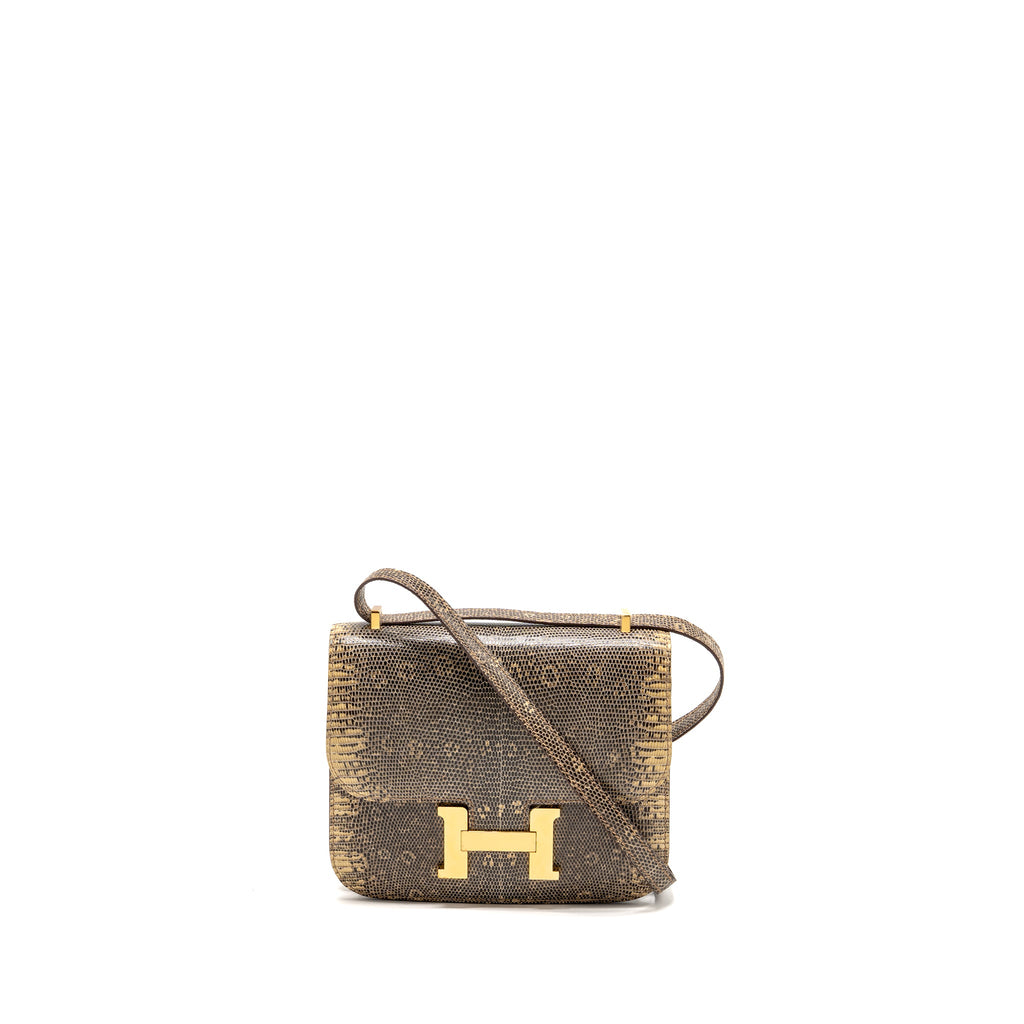 HERMES MINI CONSTANCE LIZARD NATURA LISSE DESERT GHW