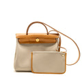 HERMES HERBAG 31 ZIP BAG CANVAS/HUNTER LEATHER BETON/NATUREL SABLE GHW