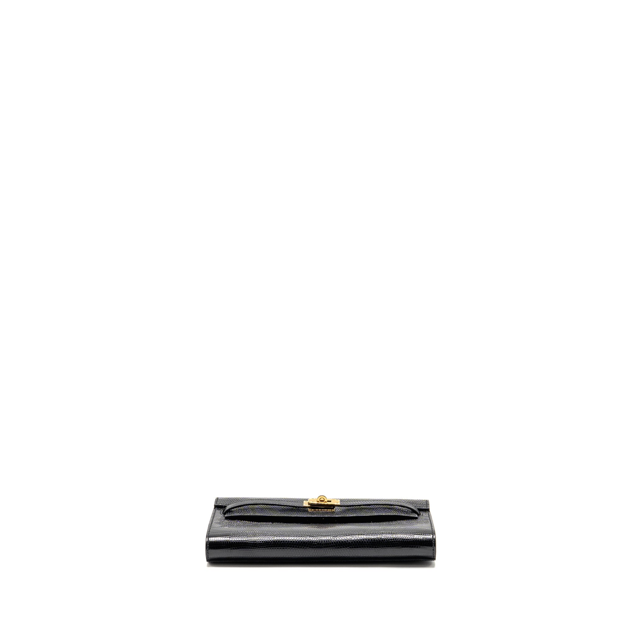 HERMES KELLY TO GO LIZARD NILOTICUS LISSE BLACK GHW