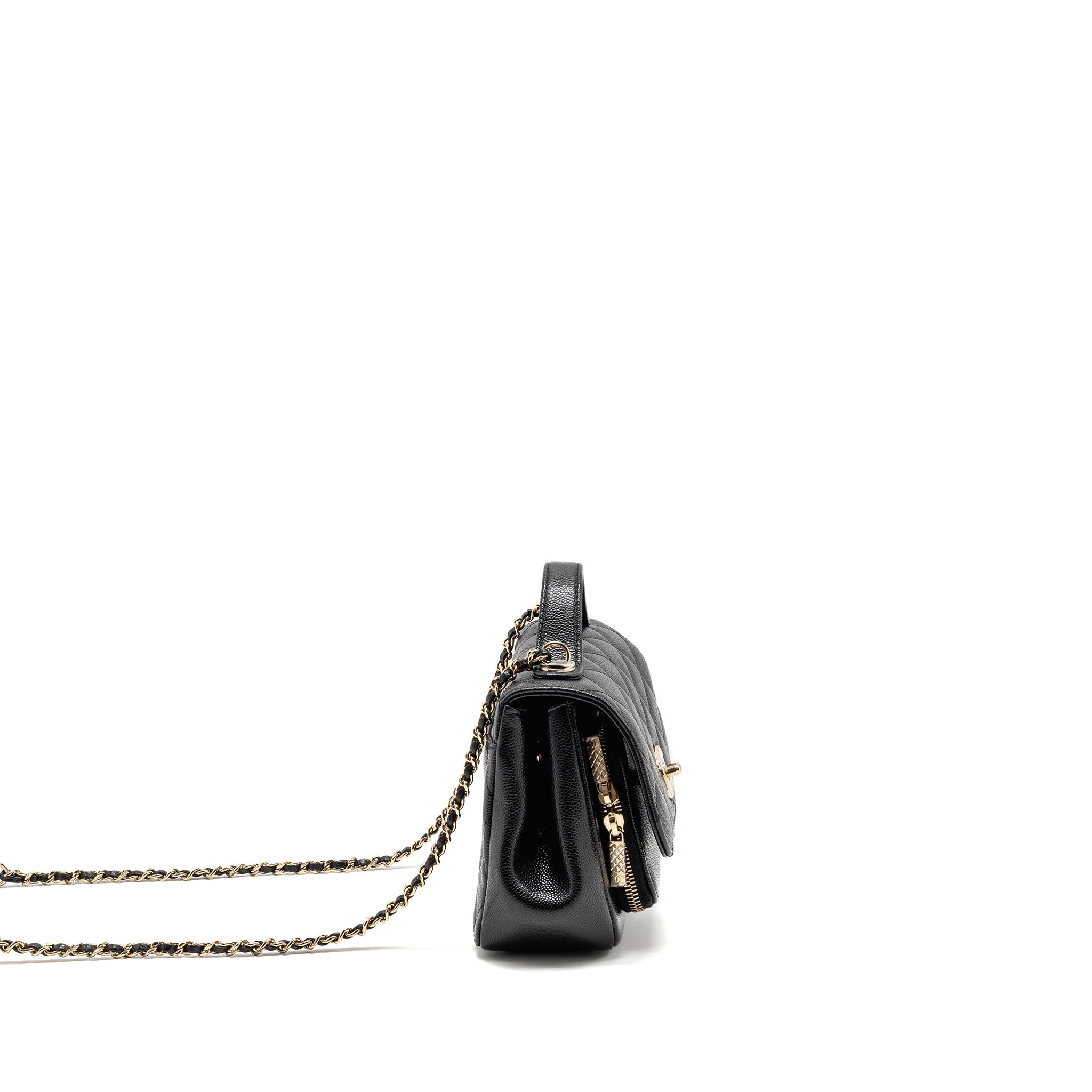CHANEL SMALL BUSINESS AFFINITY CAVIAR BLACK LGHW (MICROCHIP)