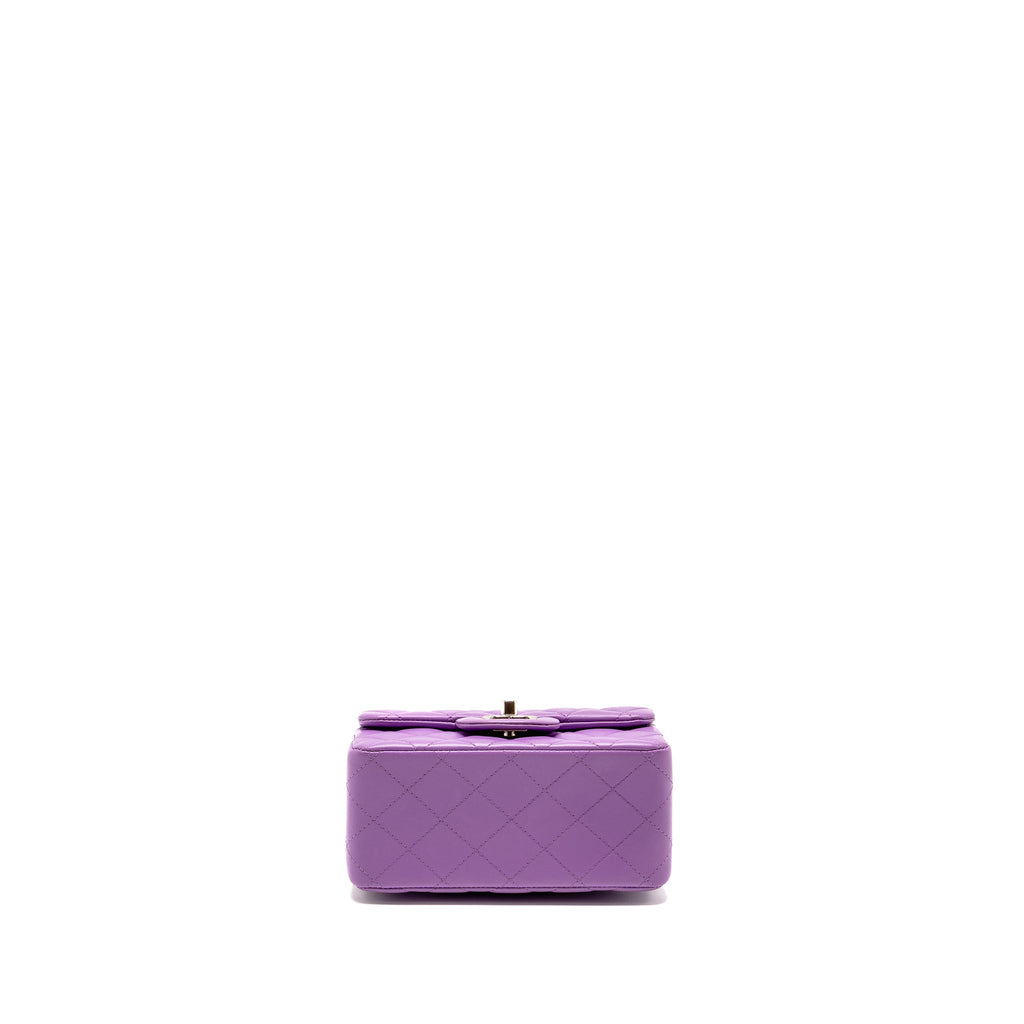 CHANEL MINI SQUARE FLAP BAG LAMBSKIN PURPLE SHW
