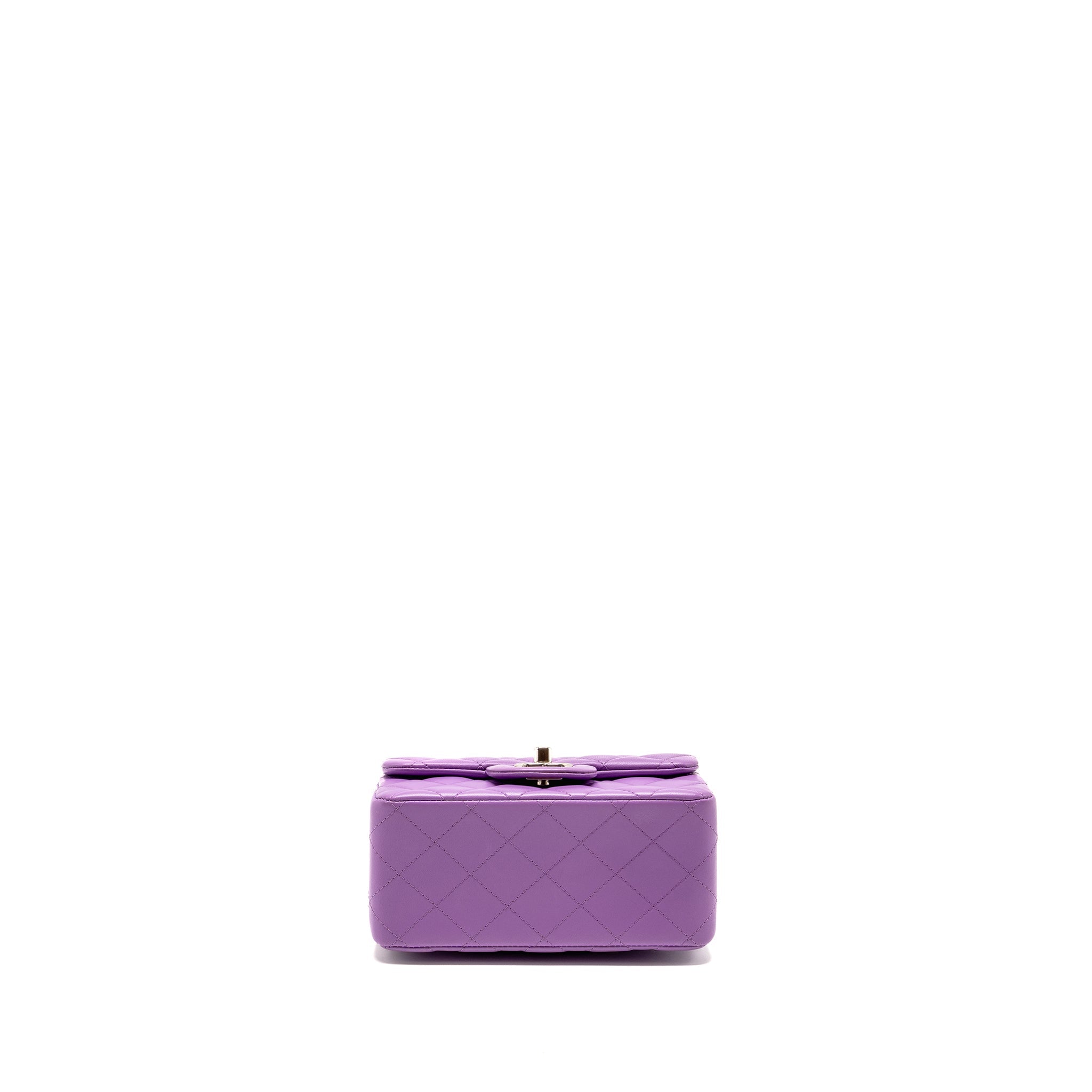 CHANEL MINI SQUARE FLAP BAG LAMBSKIN PURPLE SHW