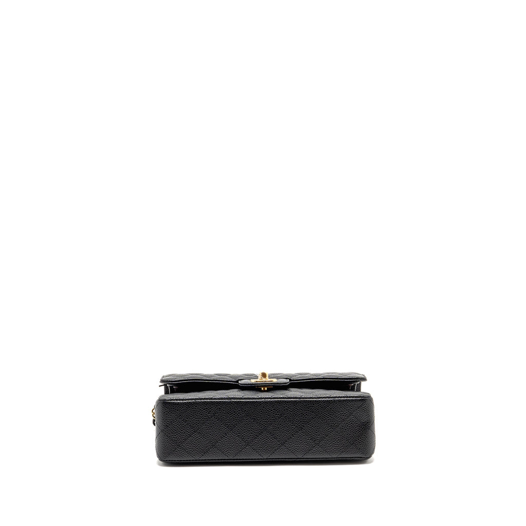CHANEL SMALL CLASSIC DOUBLE FLAP BAG CAVIAR BLACK GHW (MICROCHIP)