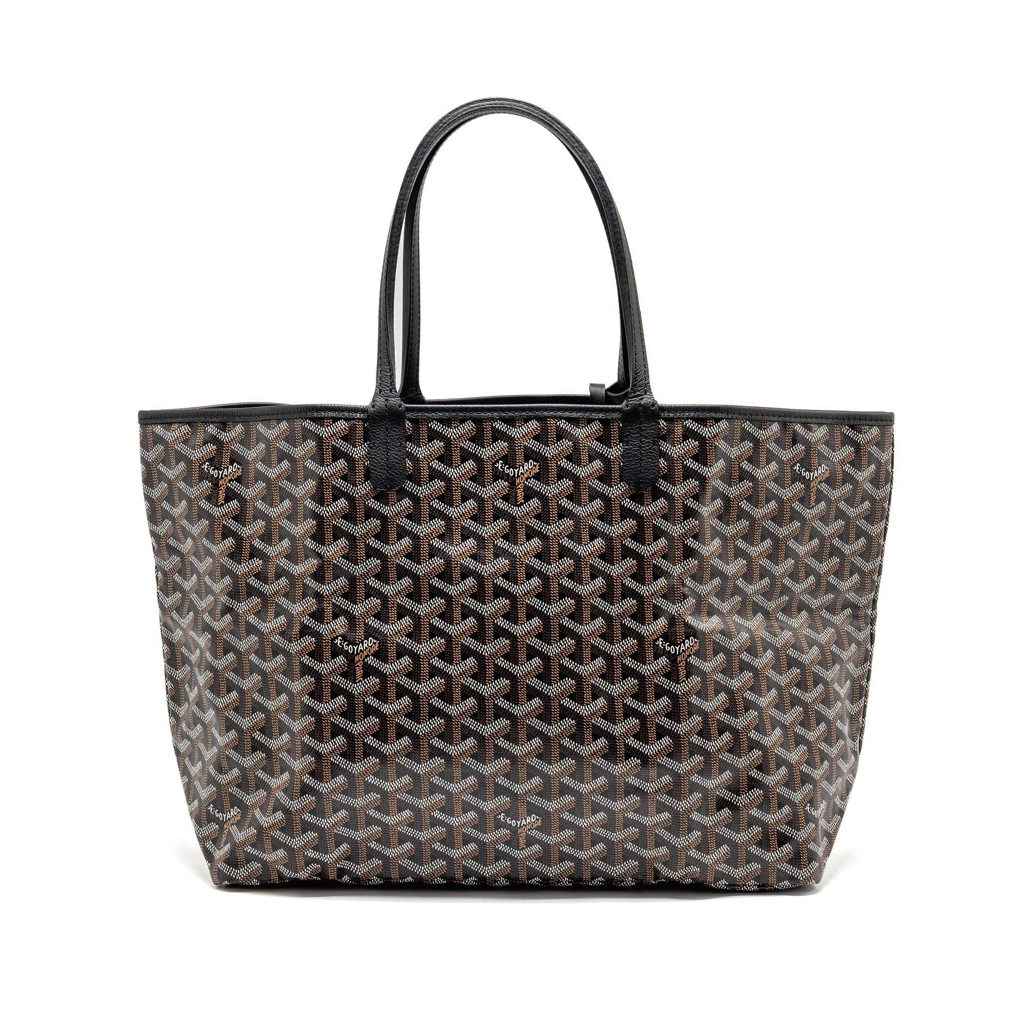 GOYARD SAINT LOUIS PM TOTE BAG GOYARDINE CANVAS/CALFSKIN BLACK SHW