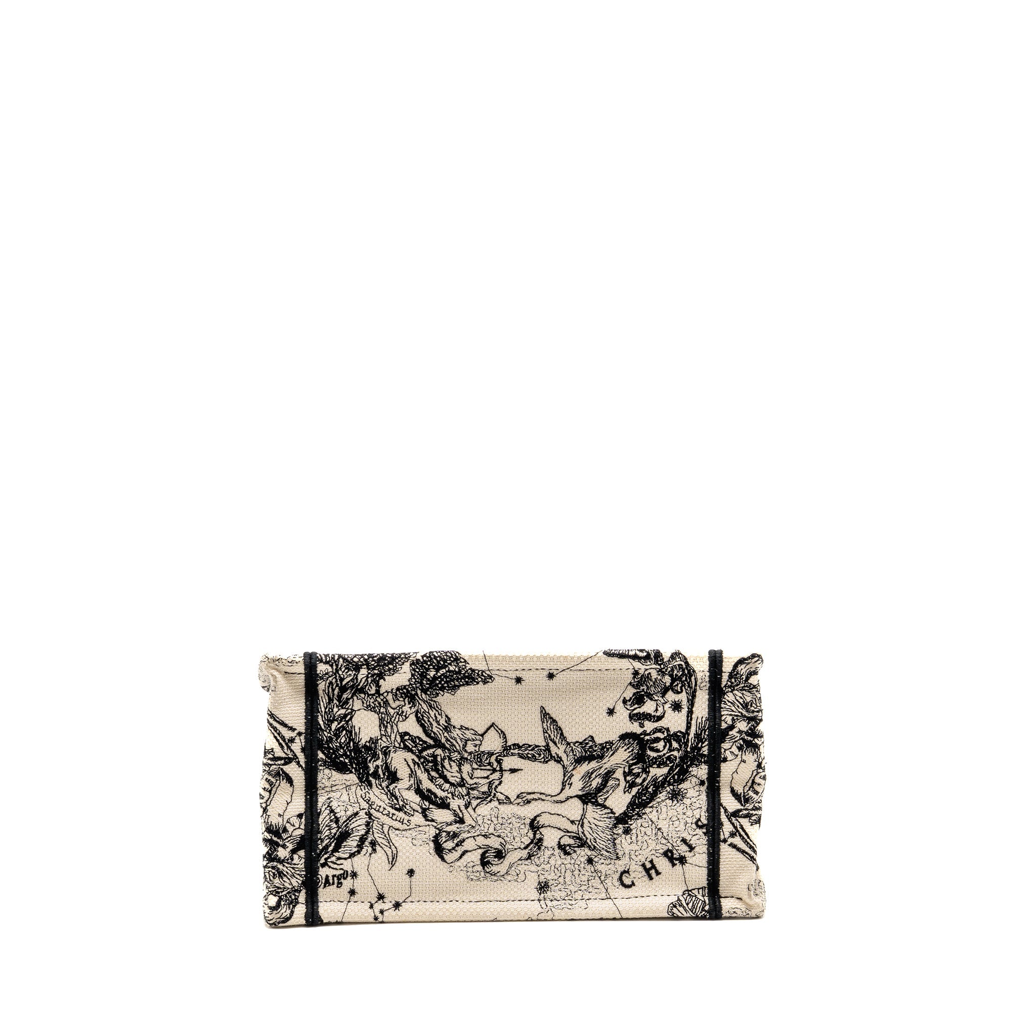DIOR SMALL DIOR BOOK TOTE DIOR ZODIAC EMBROIDERY CANVAS LATTE/BLACK