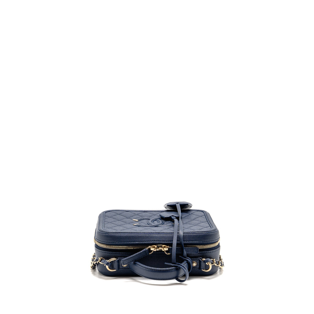 CHANEL CC TOP HANDLE VANITY CASE CAVIAR NAVY BLUE GHW