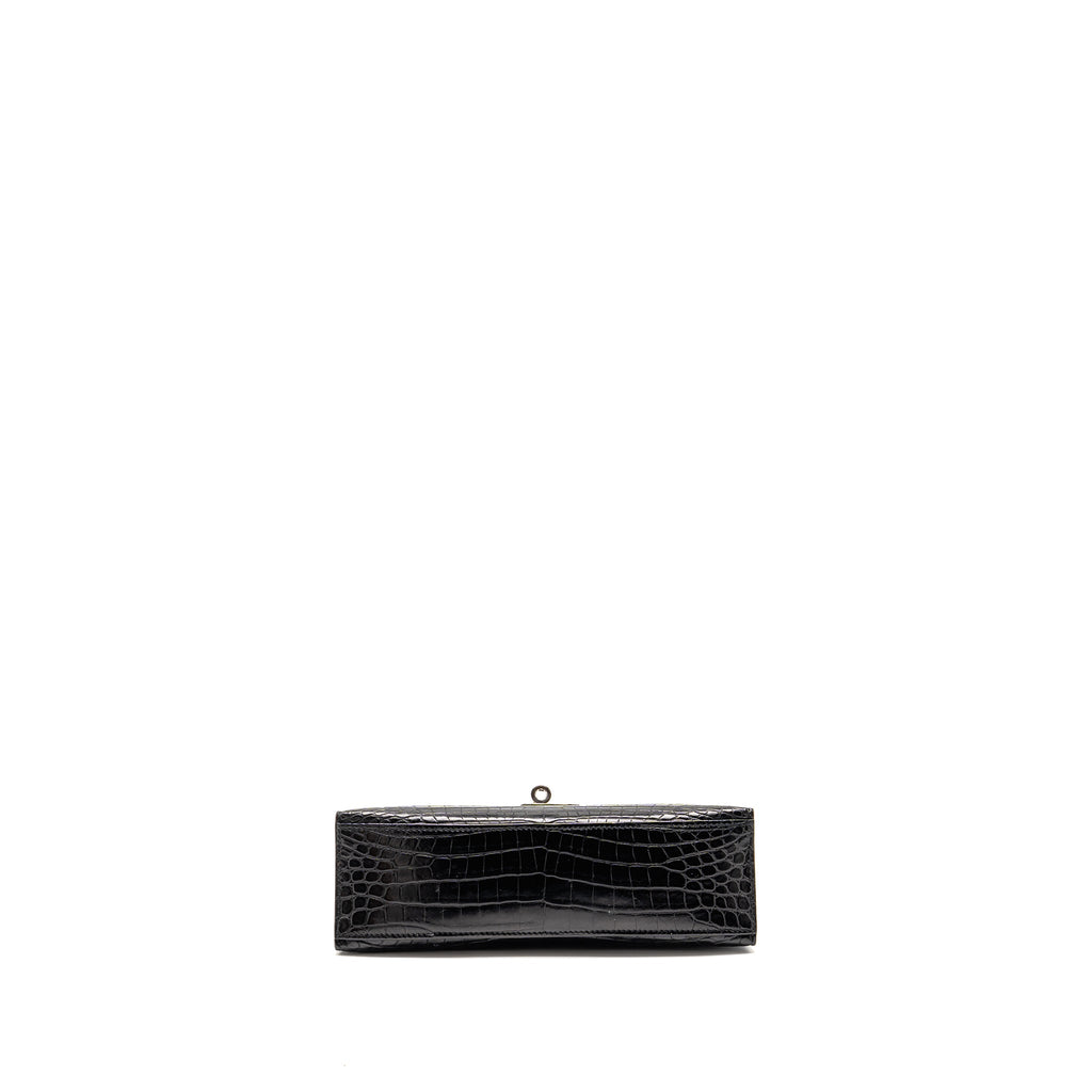 HERMES KELLY POCHETTE CROCODILE NILOTICUS MATT BLACK SHW