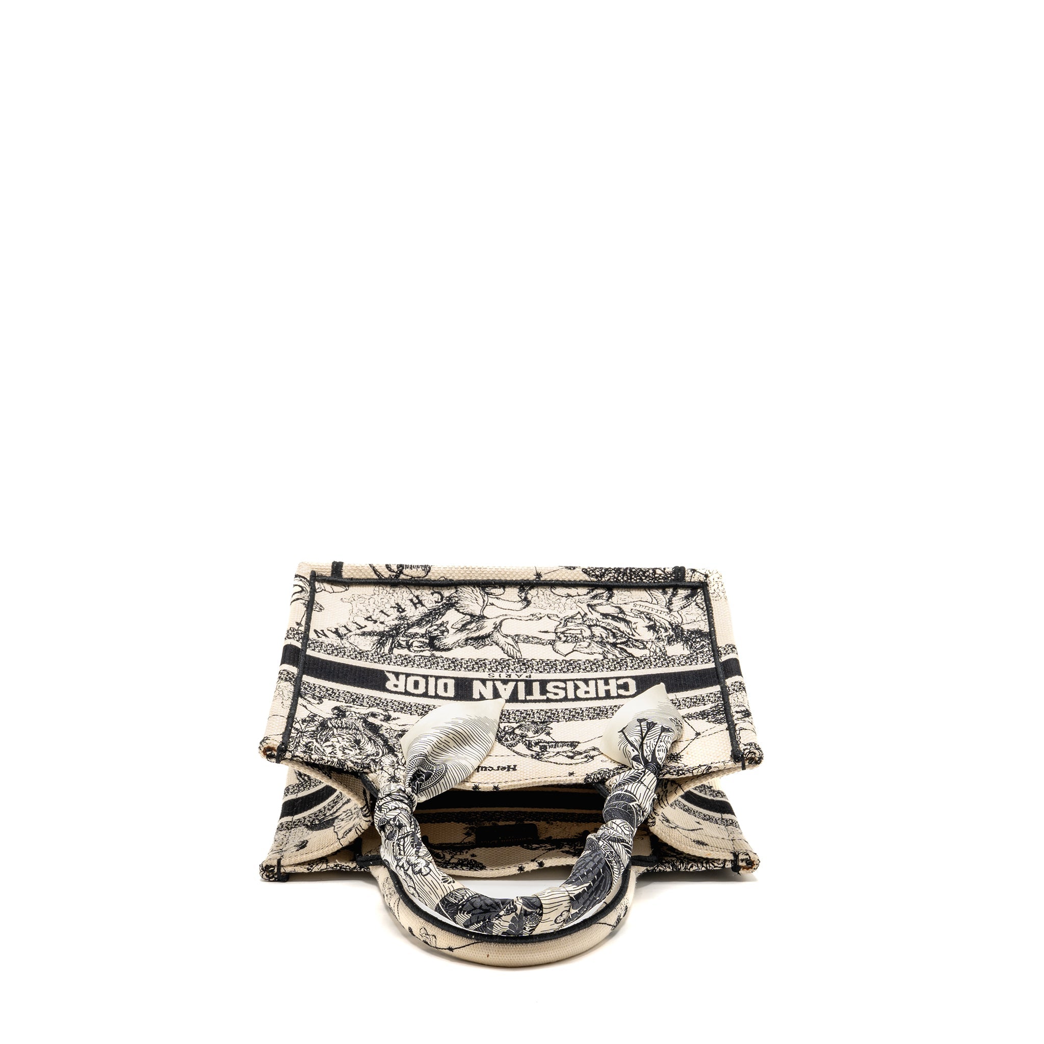 DIOR SMALL DIOR BOOK TOTE DIOR ZODIAC EMBROIDERY CANVAS LATTE/BLACK