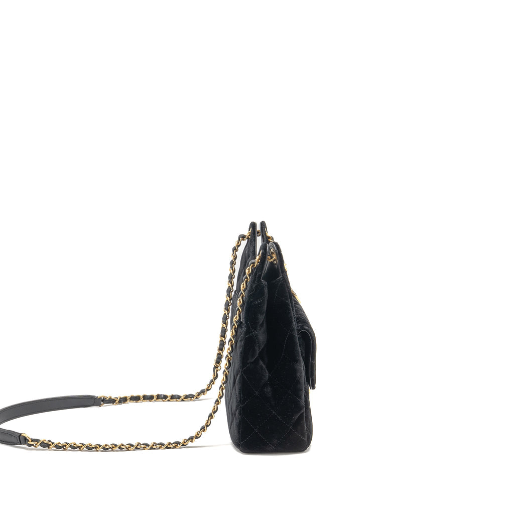 CHANEL 23B HOBO BAG VELVET BLACK GHW (MICROCHIP)