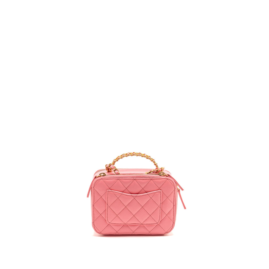 CHANEL 22S LETTER TOP HANDLE SMALL VANITY CASE CAVIAR PINK BRUSHED GHW (MICROCHIP)