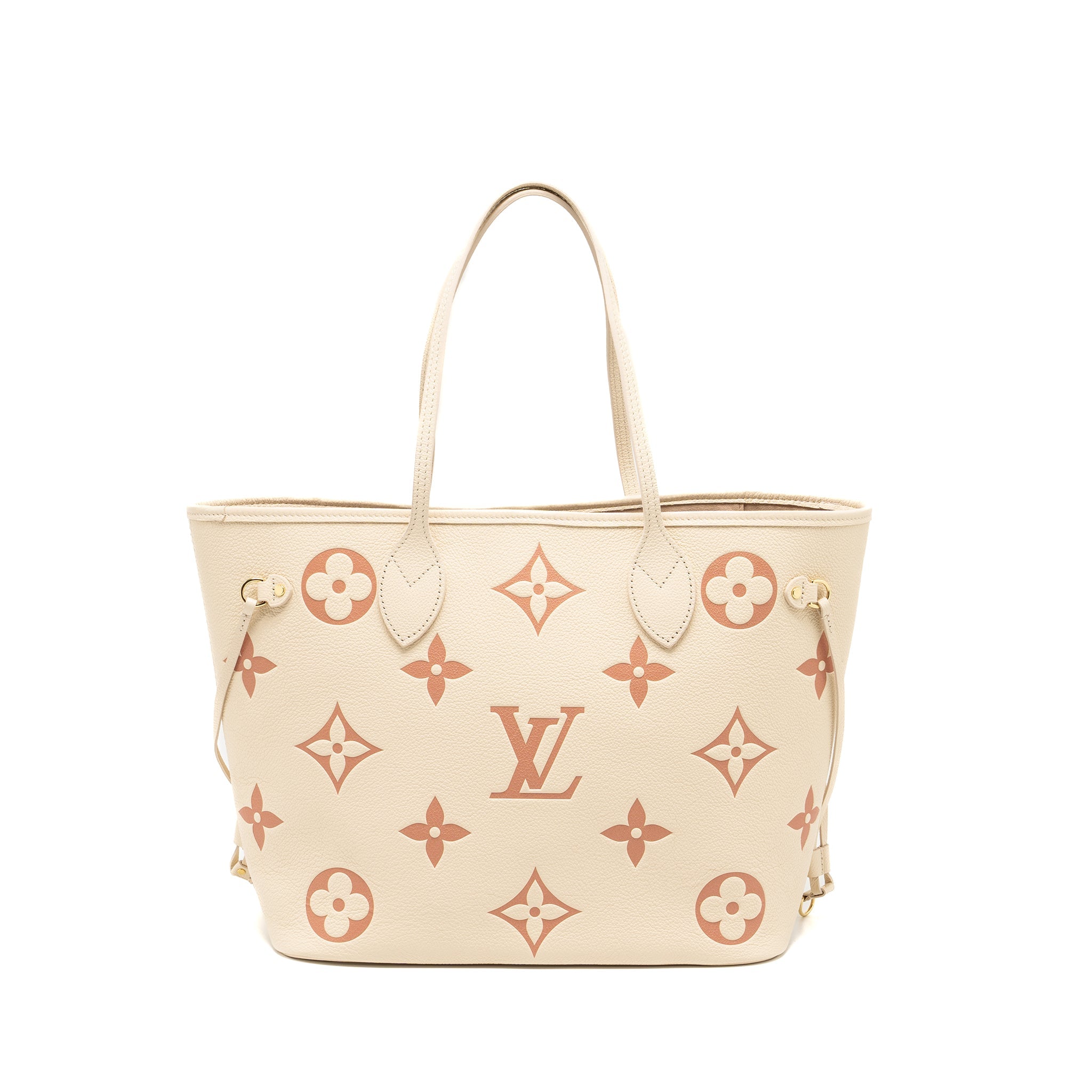LOUIS VUITTON NEVERFULL MM MONOGRAM EMPREINTE CRÈME/ROSE TRIANON GHW