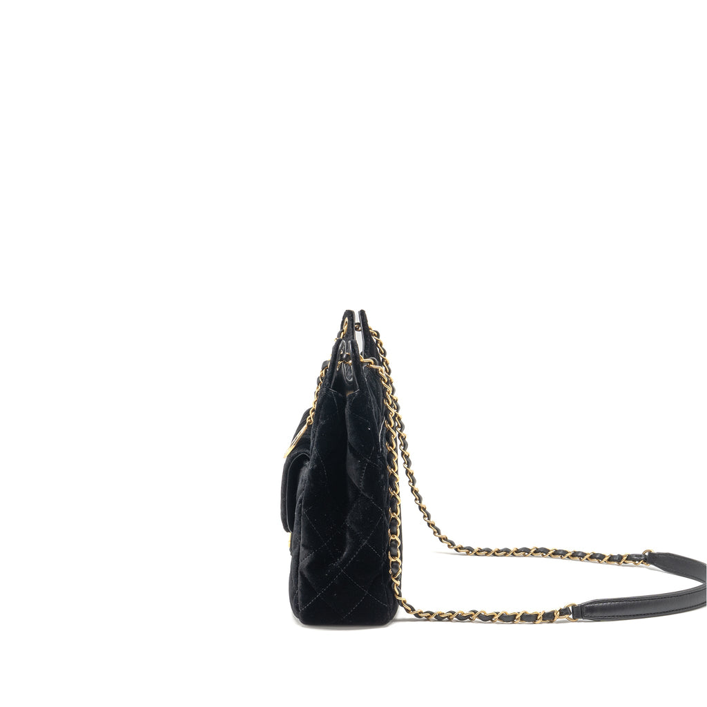 CHANEL 23B HOBO BAG VELVET BLACK GHW (MICROCHIP)