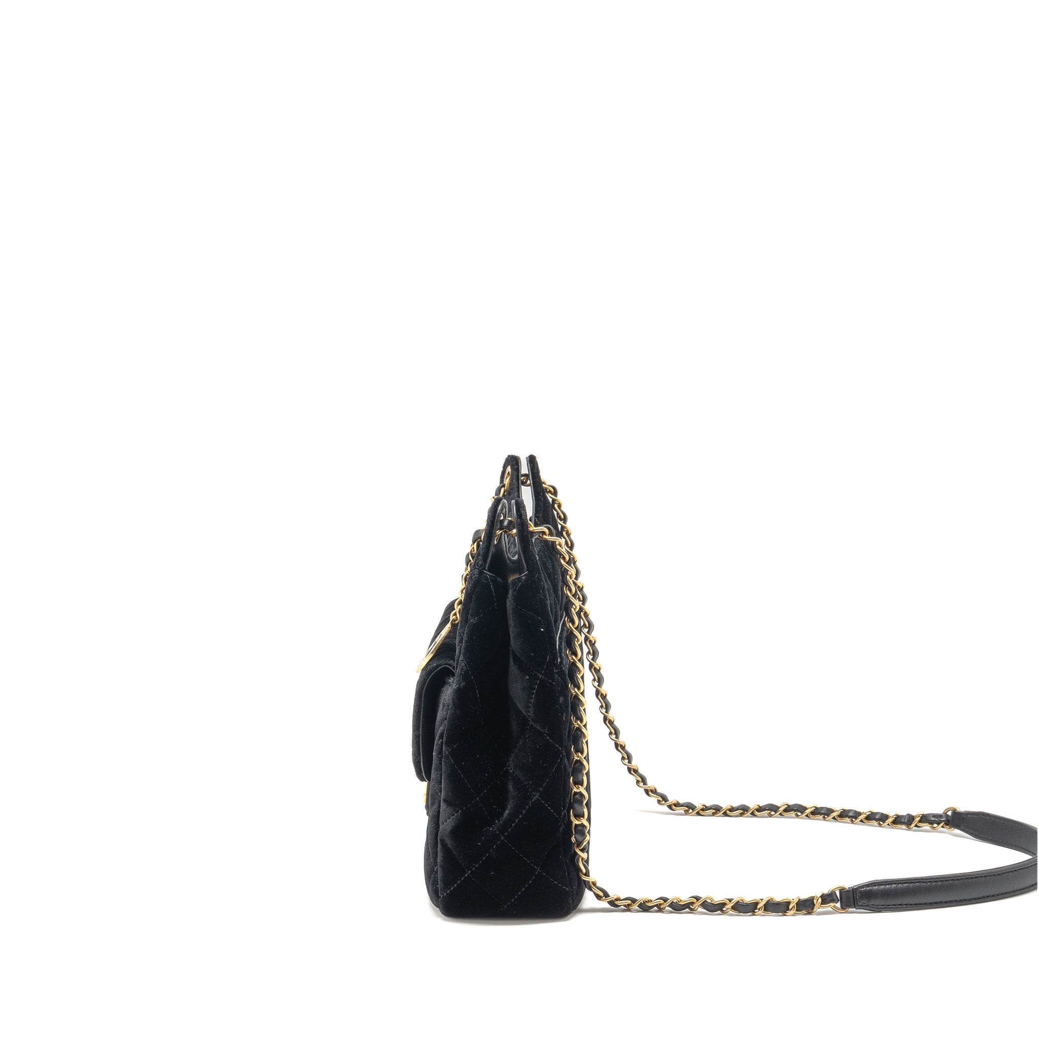 CHANEL 23B HOBO BAG VELVET BLACK GHW (MICROCHIP)