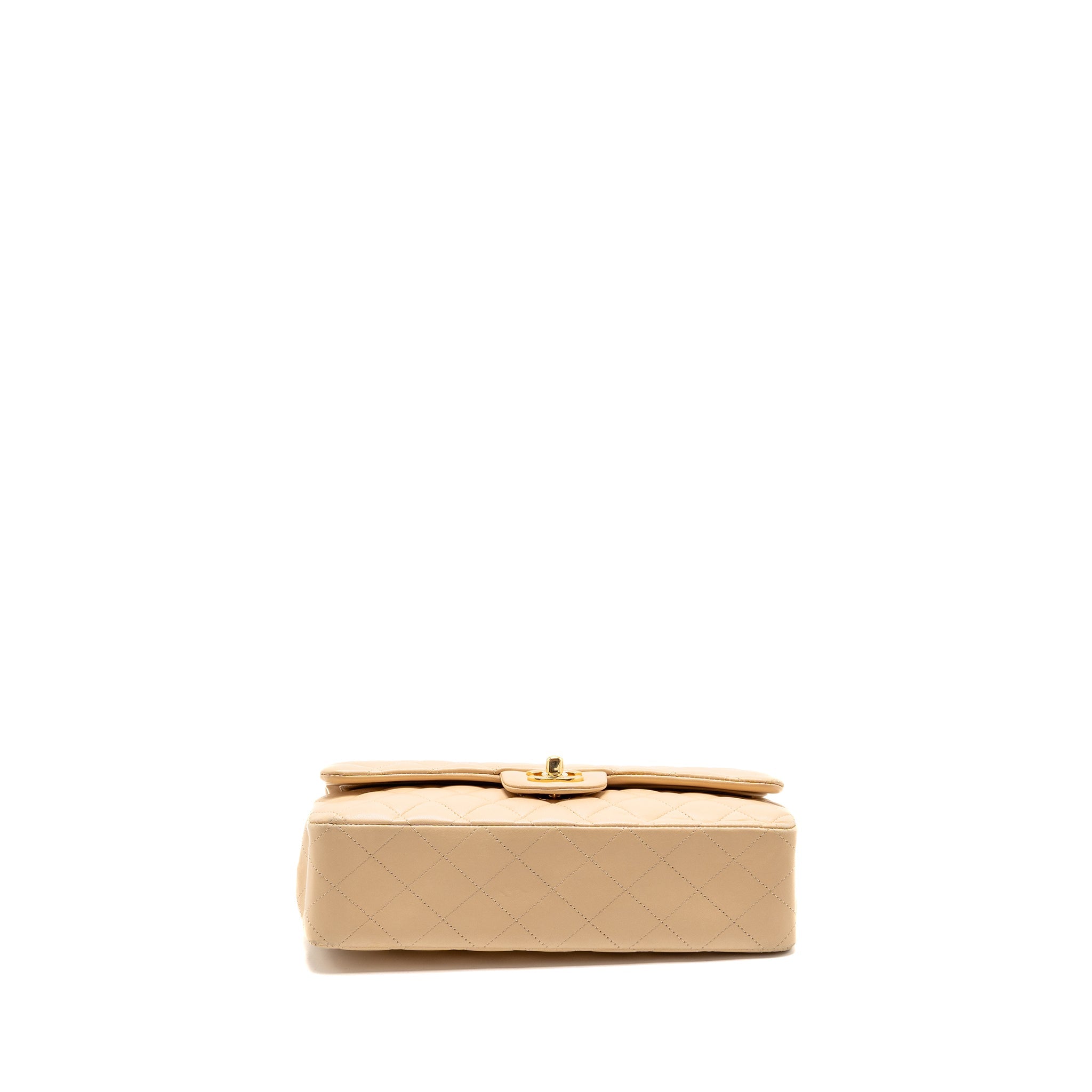 CHANEL MEDIUM DOUBLE FLAP BAG LAMBSKIN BEIGE GHW
