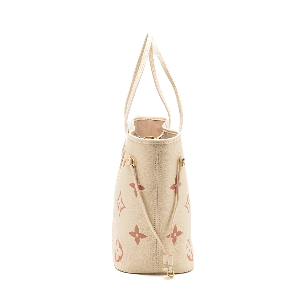 LOUIS VUITTON NEVERFULL MM MONOGRAM EMPREINTE CRÈME/ROSE TRIANON GHW