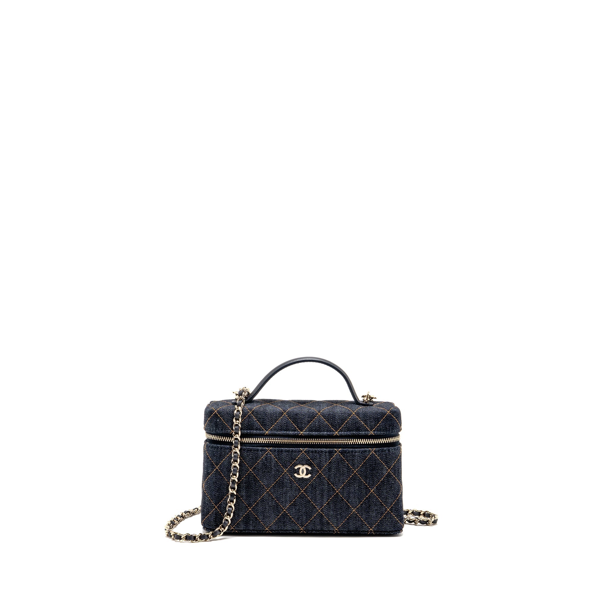 CHANEL 26P TOP HANDLE VANITY DENIM DARK BLUE LGHW (MICROCHIP)