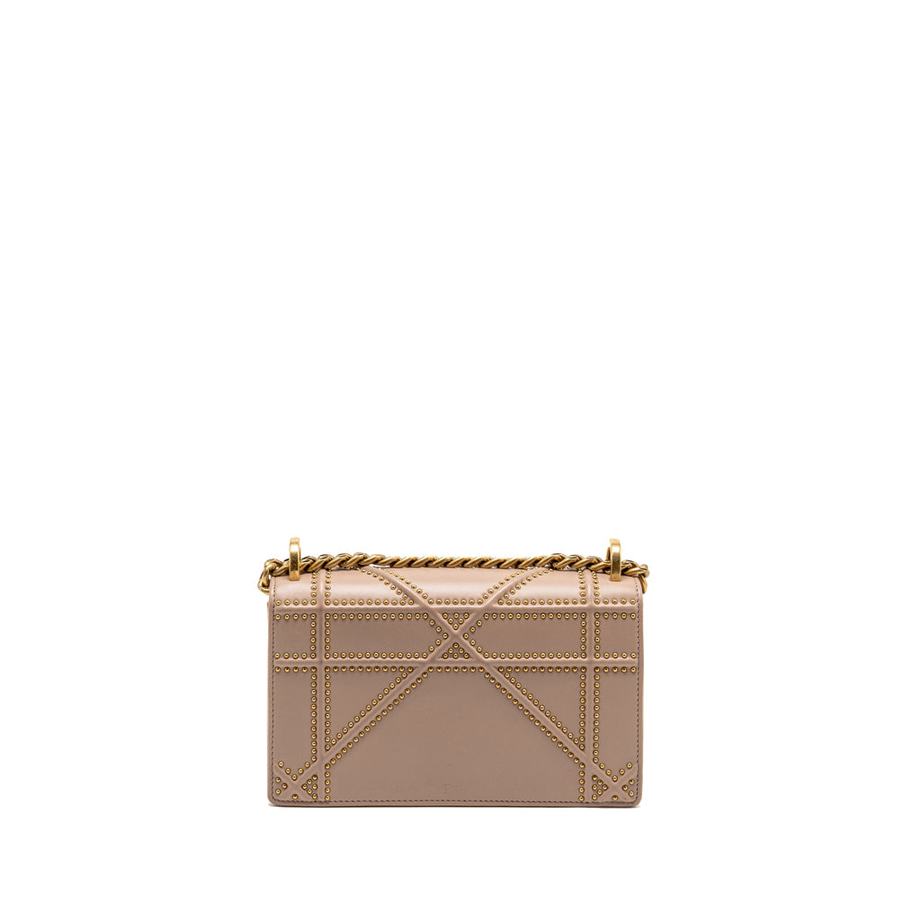 DIOR SMALL STUDDED DIORAMA DARK PINK GHW