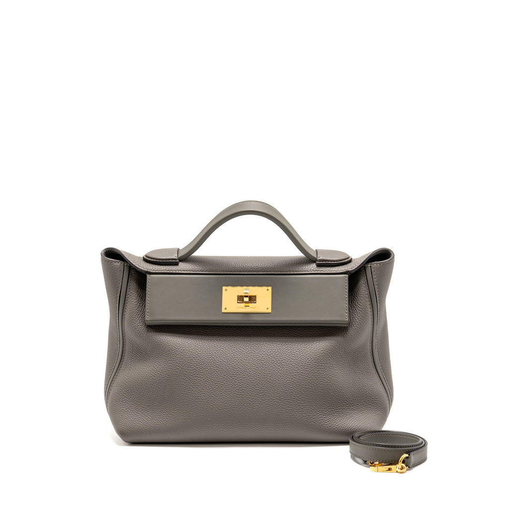 HERMES 2424 24/24-29 BAG TOGO/SWIFT GRIS MEYER GHW
