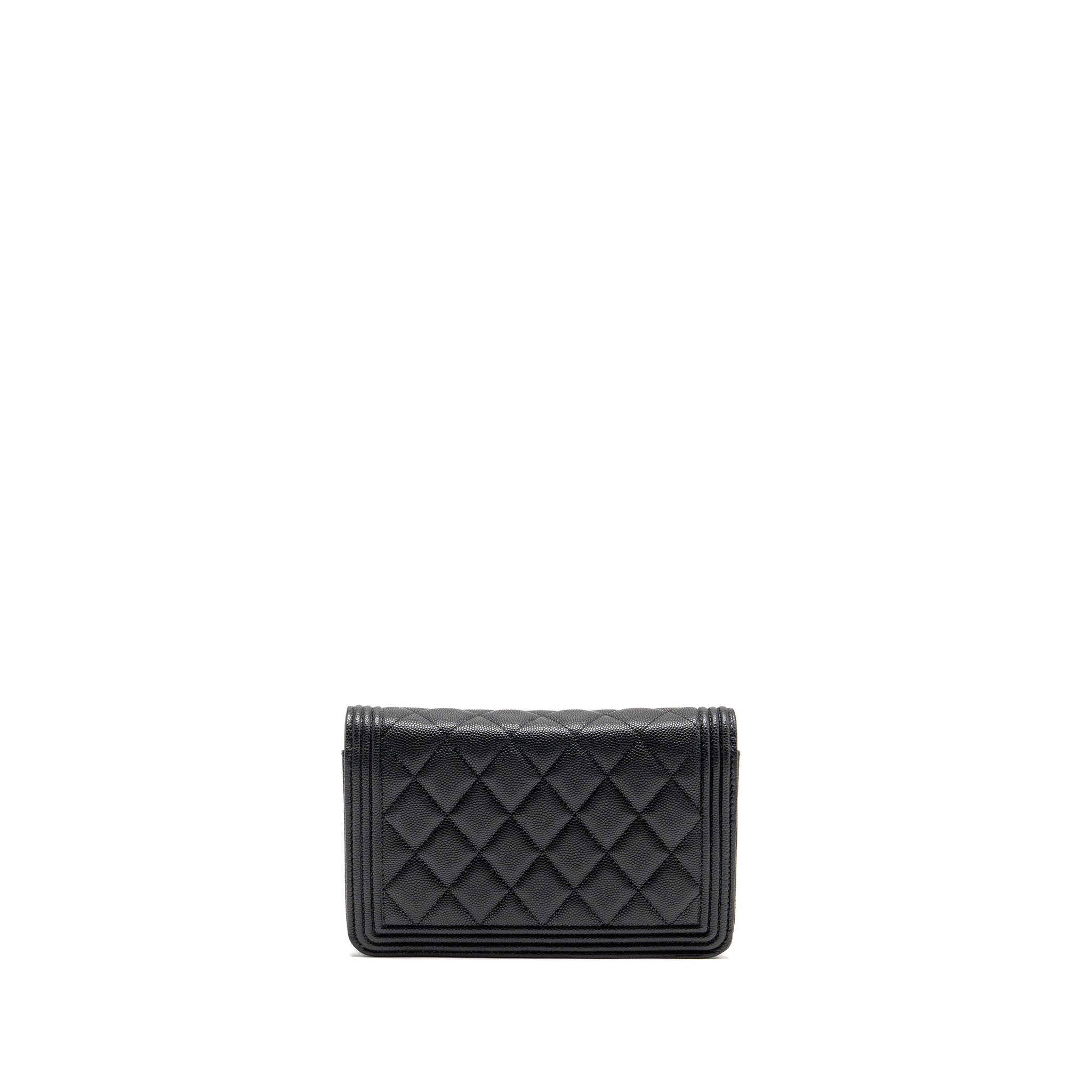 CHANEL BOY WALLET ON CHAIN CAVIAR BLACK GHW (MICROCHIP)