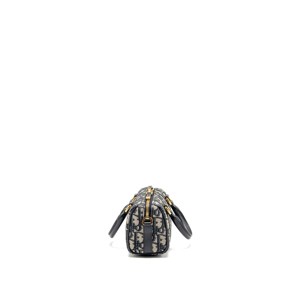 DIOR GROOVE 17 BAG NANO BLUE OBLIQUE CANVAS GHW