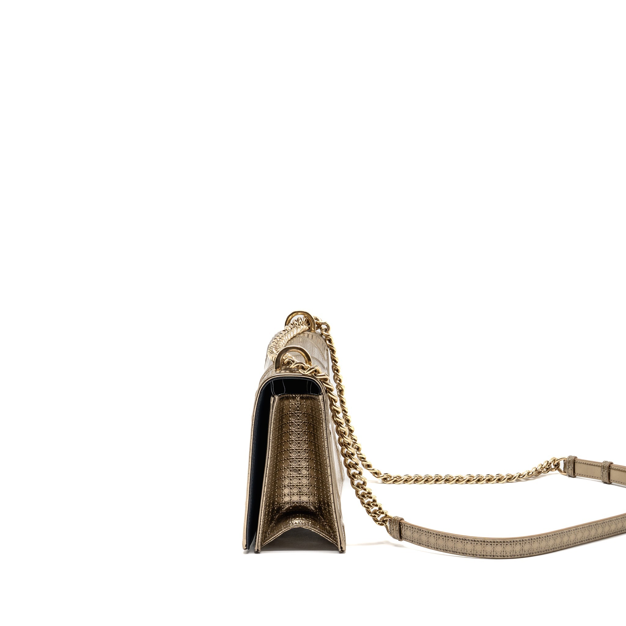 DIOR MEDIUM DIORAMA METALLIC CALFSKIN LIGHT GOLD WITH LGHW