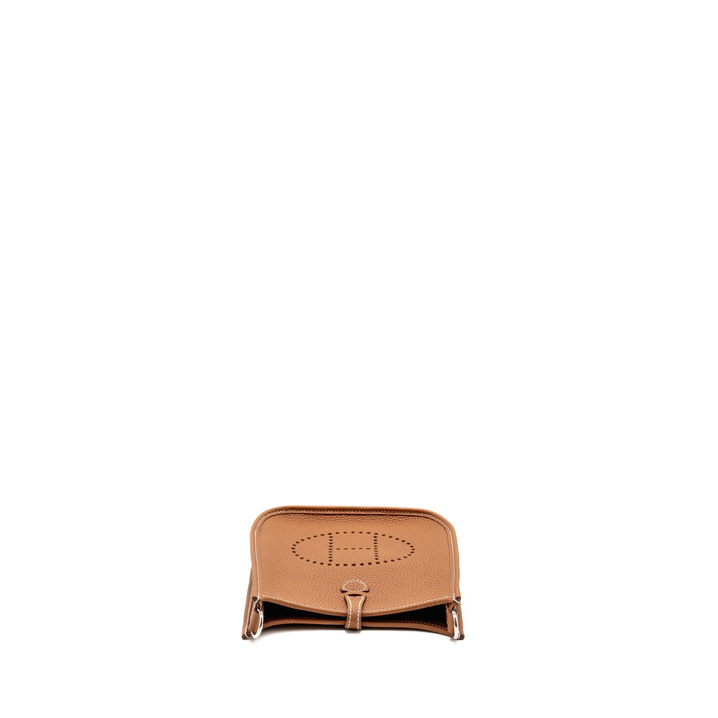 HERMES MINI EVELYNE CLEMENCE GOLD WITH GOLD-BLANC STRAP SHW