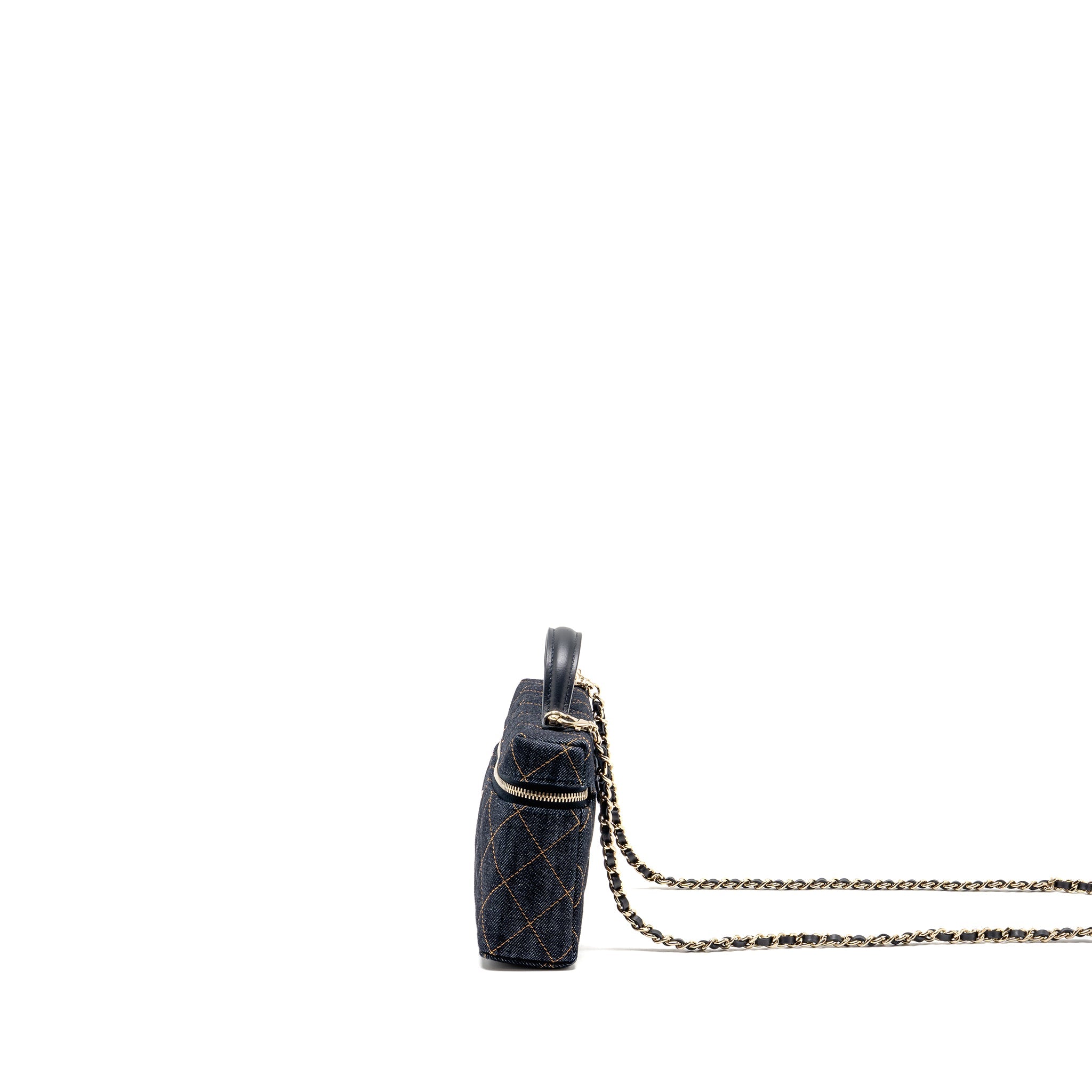 CHANEL 26P TOP HANDLE VANITY DENIM DARK BLUE LGHW (MICROCHIP)