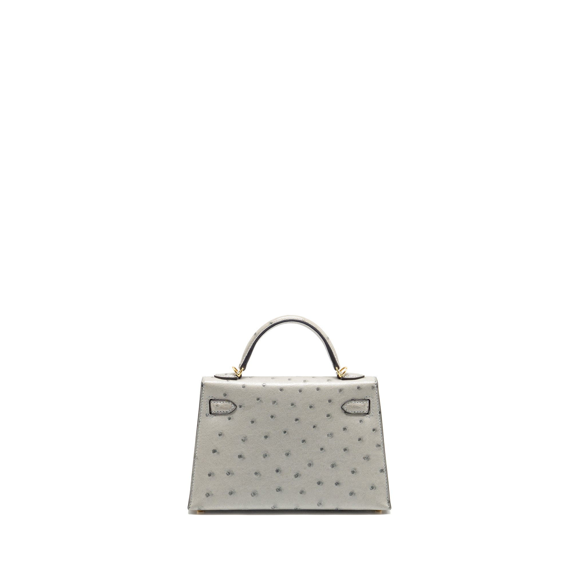 HERMES MINI KELLY II OSTRICH BLUE GLAZIER GHW