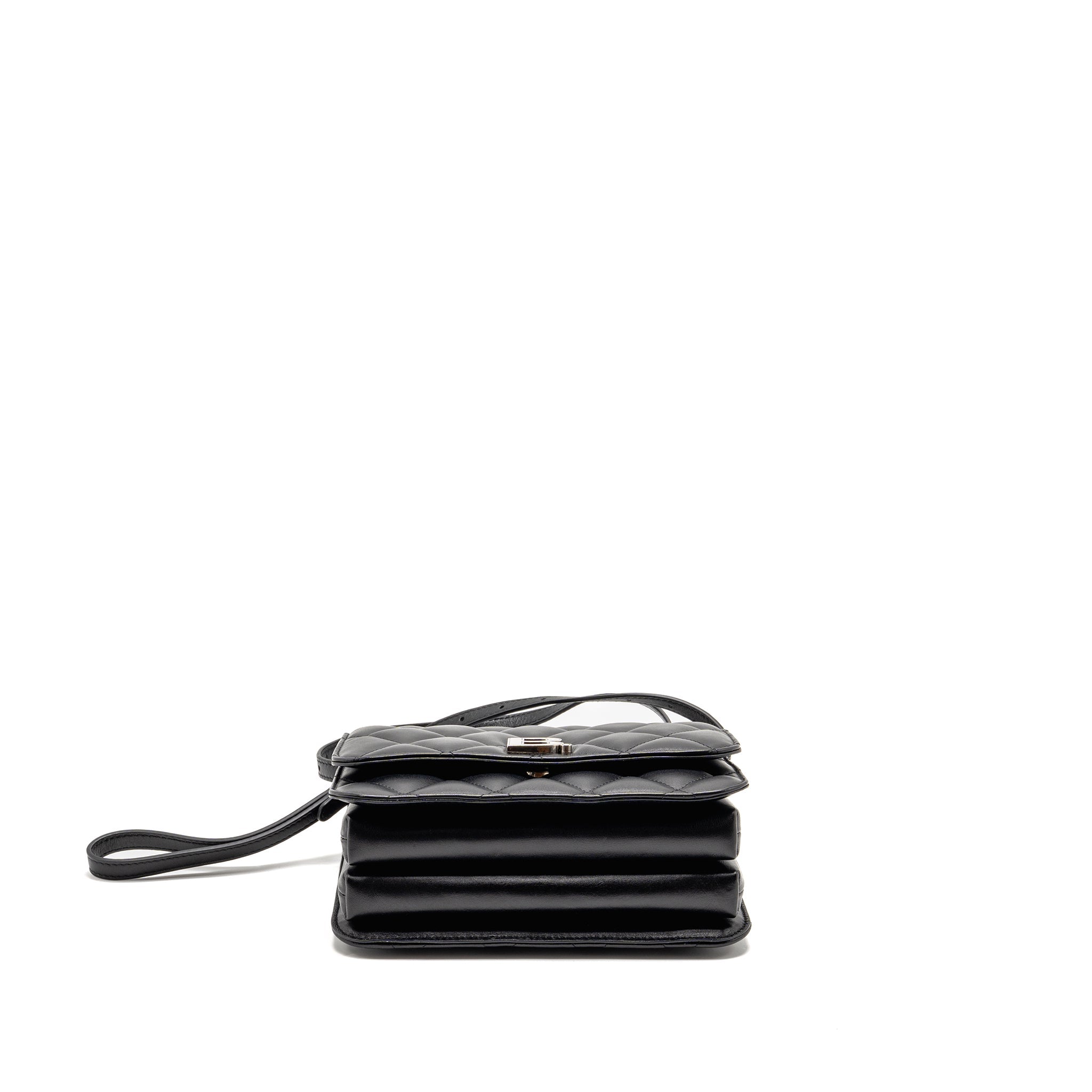 BALENCIAGA B. SHOULDER BAG QUILTED CALFSKIN BLACK RUTHENIUM HARDWARE