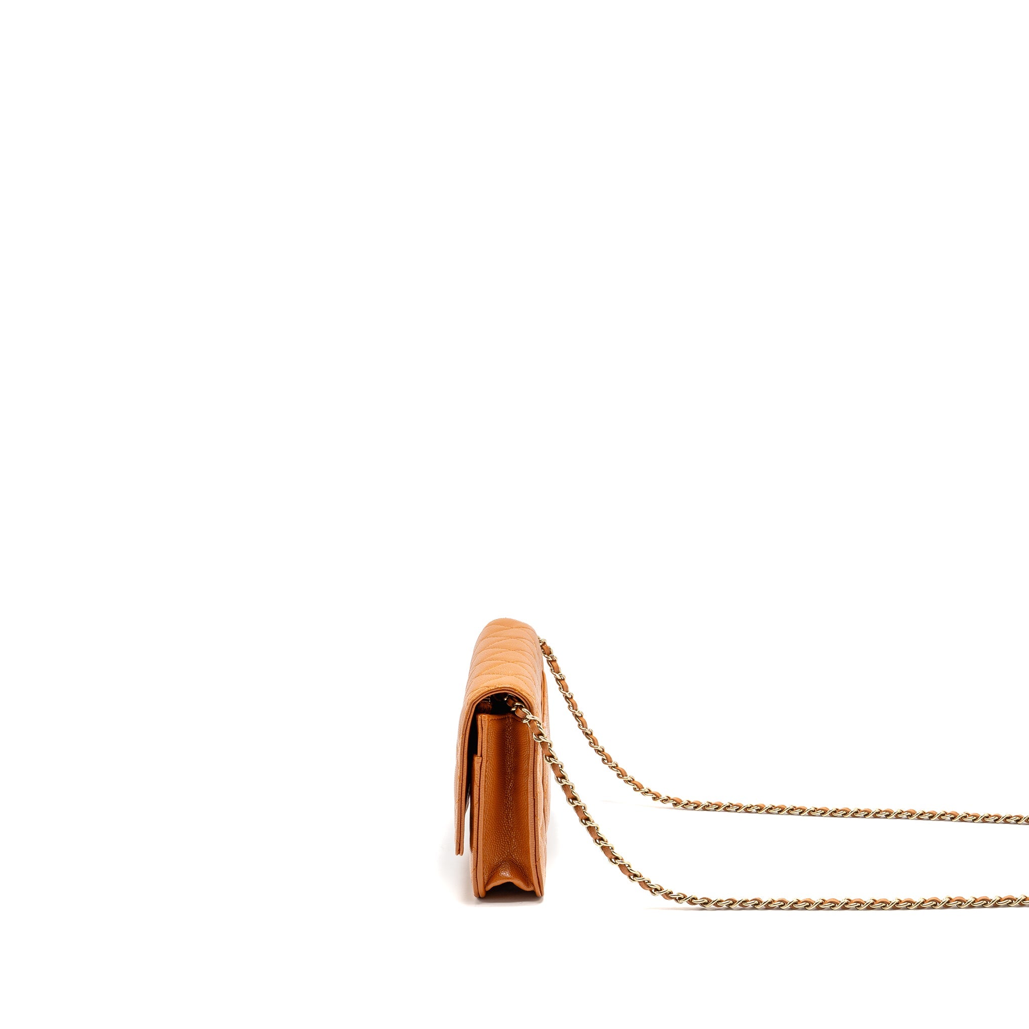 CHANEL CLASSIC WALLET ON CHAIN CAVIAR CARAMEL GHW (MICROCHIP)
