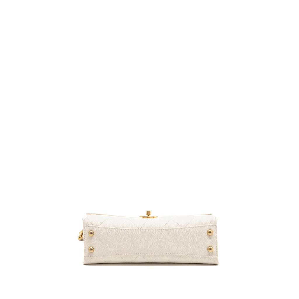 CHANEL CHIC AFFINITY TOP HANDLE FLAP BAG CAVIAR WHITE GHW