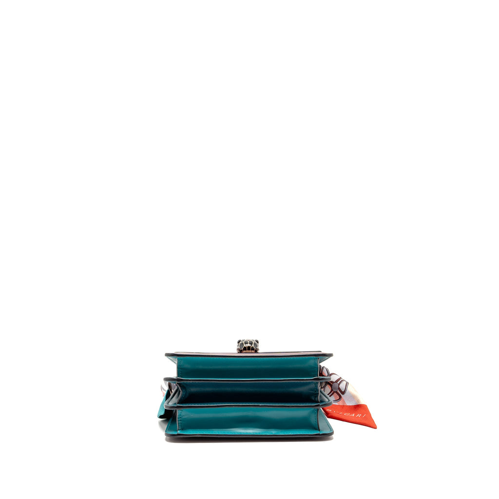 BVLGARI SERPENTI FOREVER FLAP BAG CALFSKIN ROMAN GARNET/TROPICAL TOURQUOISE/DEEP JADE LGHW
