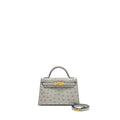 HERMES MINI KELLY II OSTRICH BLUE GLAZIER GHW