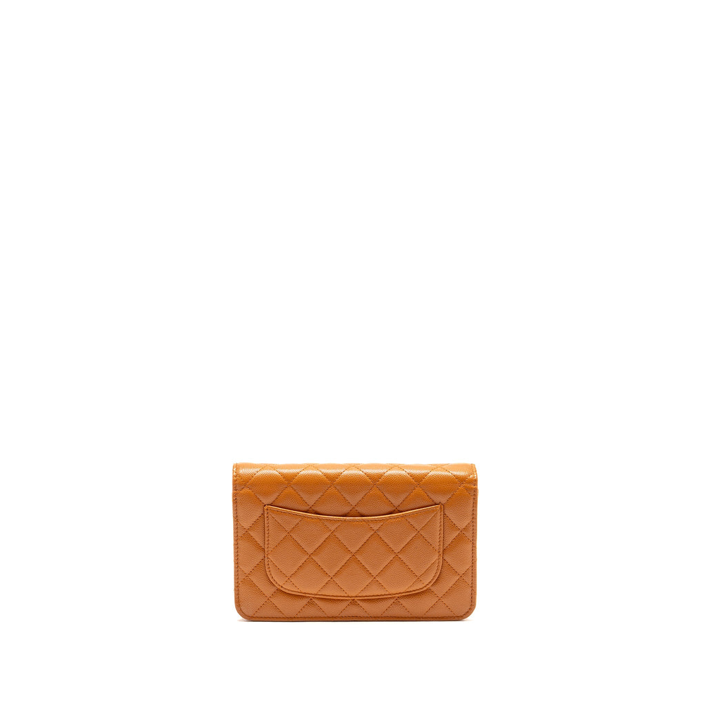 CHANEL CLASSIC WALLET ON CHAIN CAVIAR CARAMEL GHW (MICROCHIP)