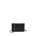 CHANEL QUILTED DIAMOND CC LOGO WALLET ON CHAIN CAVIAR BLACK SHW