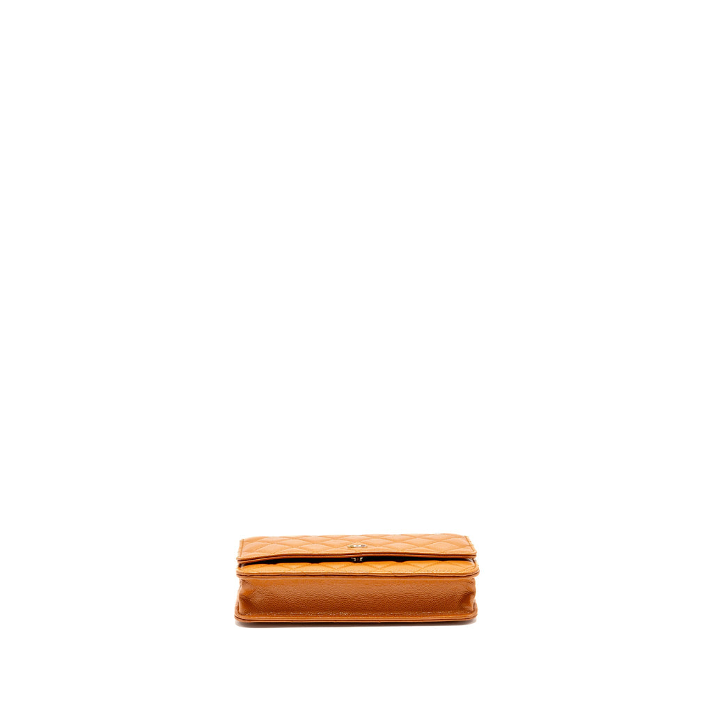 CHANEL CLASSIC WALLET ON CHAIN CAVIAR CARAMEL GHW (MICROCHIP)