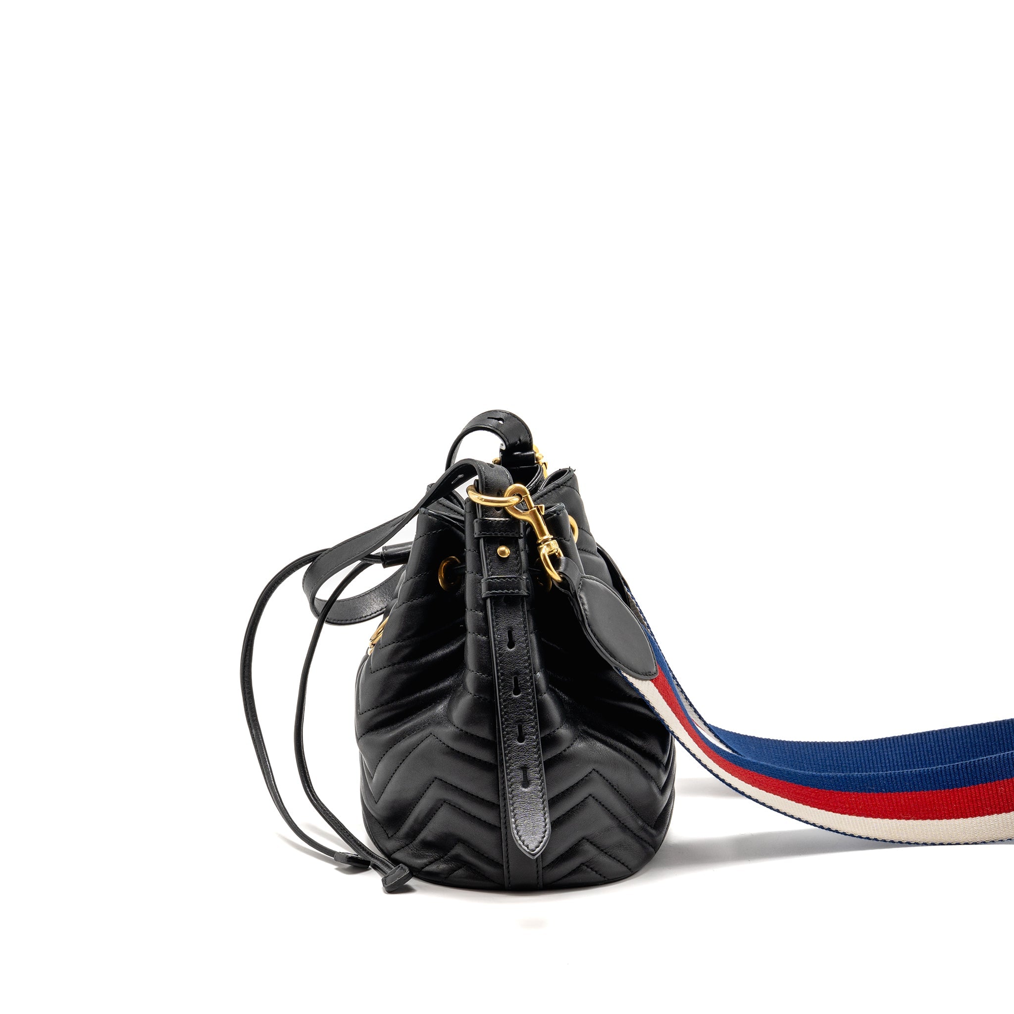 GUCCI GG MARMONT BUCKET BAG CALFSKIN BLACK GHW